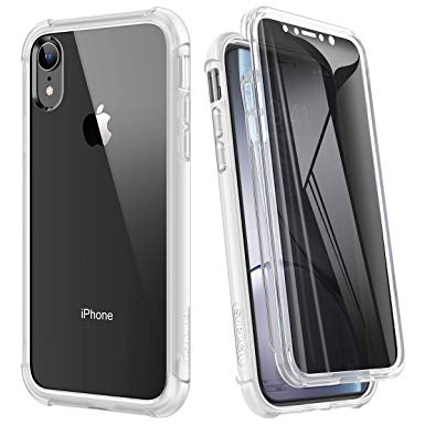 SURITCH Clear Case for iPhone XR, 【Privacy Screen Protector】【Edge to Edge】 Anti Spy Film Full Protection Hard Cover Hybrid TPU Bumper Rugged Case Anti Scratch Shockproof for iPhone XR 6.1"(Clear)