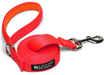 Leashboss 10 or 15 Foot Dog Leash with Padded Handle - Long Leash for Hiking, Camping, Exploring, or Walking