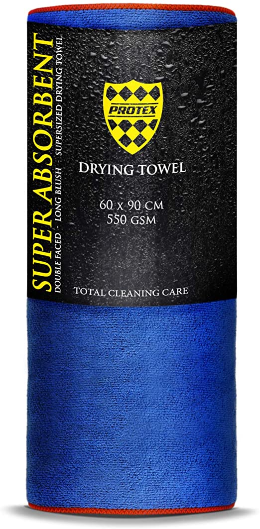 Protex World Extra Large Super Absorbent 550gsm Microfiber Soft Thick Plush Cloth Towel 60 x 90 cm, for Car Drying, Detailing, Polishing, Cleaning and Washing.