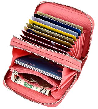 Kinzd Accordion Wallet RFID Leather Card Wallet for Women Credit Card Holder