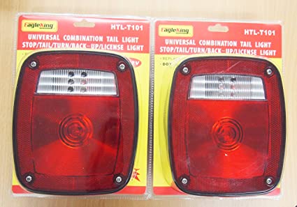 EAGLEKING 2PC Universal Combination Signal Tail Light Truck Lite Red/Clear DOT