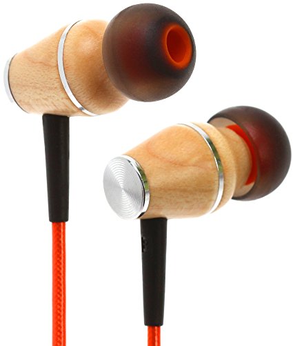 Symphonized XTC 2.0 Premium Genuine Wood In-ear Noise-isolating Headphones|Earbuds|Earphones with Innovative Shield Technology Cable and Mic (Sunset Orange )