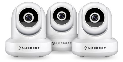 3-Pack Amcrest ProHD 1080P WiFi/Wireless IP Security Camera IP2M841 (White) Pan/Tilt, 2-Way Audio, Optional Cloud Recording, Full HD 1080P 2MP, Super Wide 90° Viewing Angle, Night Vision (White)