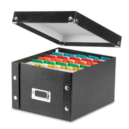 Snap-N-Store Collapsible Index Card File Box, Holds 1100 Cards of 5 x 8 Inches, Black (SNS01647)
