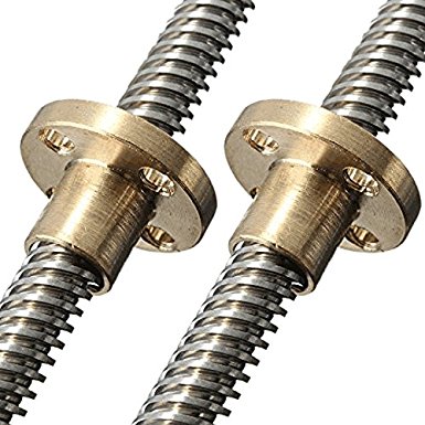 HICTOP 295mm Dia 8mm Lead Screw with Brass Nut for 3D Printer Z Axis(pack of 2)