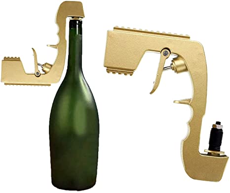 Bubbly Sparkling Champagne Gu-n,Alloy Champagne Shooter, Bubbly Sparkling Wine Stopper, Adjustable Stopper,Bottled Beer Jet for Party,Club,Nightclub,Bar (Golden)