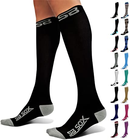 SB SOX Compression Socks (20-30mmHg) for Men & Women - Best Stockings for Running, Medical, Athletic, Edema, Diabetic, Varicose Veins, Travel, Pregnancy, Shin Splints.
