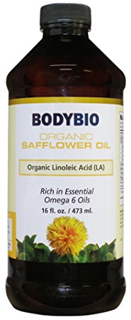 BodyBio - Organic Safflower Seed Oil - Unrefined, Cold Pressed, High Linoleic Acid, 16oz
