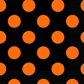 Orange & Black Polka Dot Halloween Beverage Napkins, 16ct
