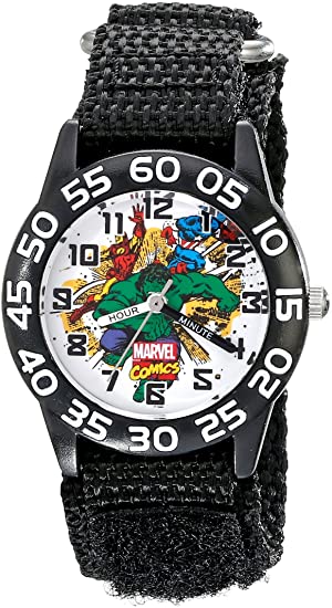 Marvel Comics Kid's W001724 Hulk Analog Display Quartz Black Watch