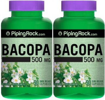 Bacopa Monnieri 500 mg 2 Bottles x 90 Capsules