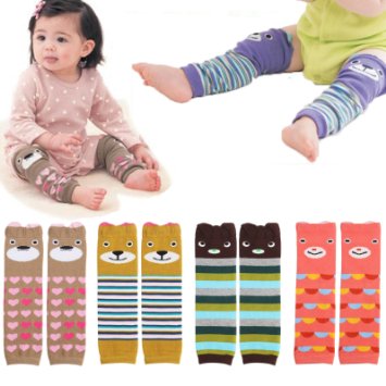 Fly-love® 6pairs Combed Cotton Cartoon Bear Infant Toddler Leg Sleeve Warmers Socks Protector Warmer For Baby Knee Pads