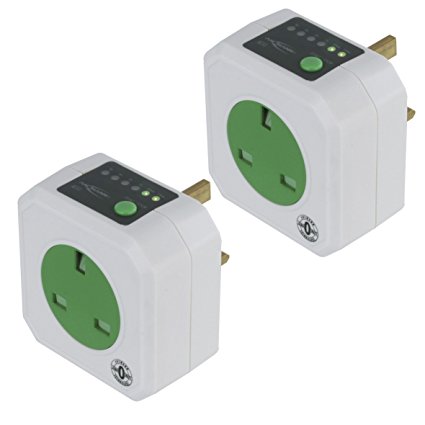 ANSMANN AES-1 Zero Watt Energy Saving Timer Plug Socket - White (Pack of 2)