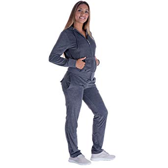 Womens Velour Tracksuit Set Soft Sports Joggers Outfits Zip Up Hoodies and Sweatpants 2 Pieces Sweatsuits