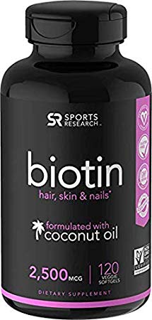 Biotin Infused with Organic Virgin Coconut Oil - 2500mcg (120 Veggie-softgels)
