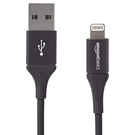 AmazonBasics USB A Cable with Lightning Connector, Premium Collection, MFi Certified iPhone Charger, 3 Foot, 12 Pack, Black