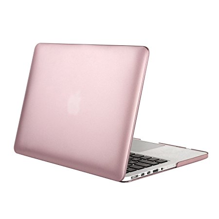 Mosiso Retina 15-Inch Metallic Coated Plastic Hard Case for MacBook Pro 15.4" with Retina Display A1398(No CD-ROM Drive) Snap On Shell Cover,Rose Gold