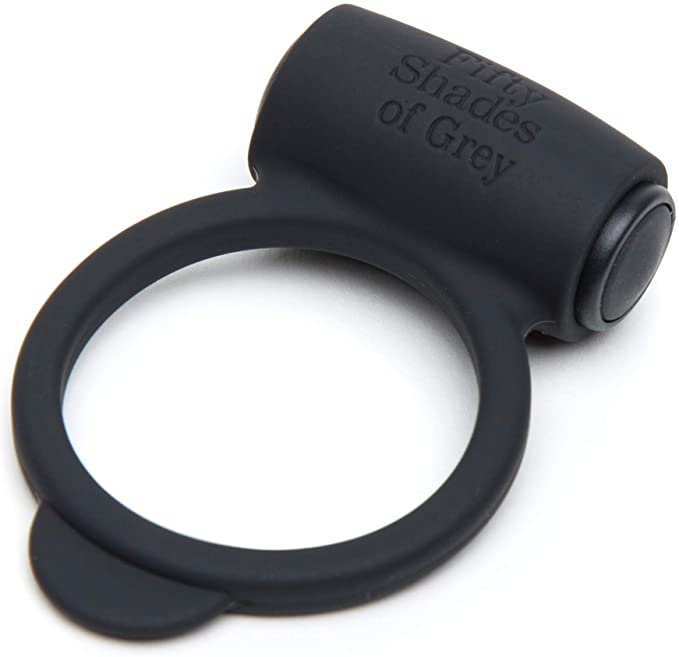Fifty Shades of Grey Yours and Mine Black Silicone Vibrating Love Ring - Waterproof
