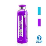 Glass Drinking Water Bottle 20  32 oz  Blue  Purple Kanrel BPA Free and Eco Friendly Leak Proof Reusable Best Dishwasher Safe Easy Clean Designer Sports Travel Yoga Gym Cool Birthday Gifts for Mom and Dad Office Gifts for Men and Women