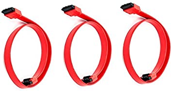 3 Pack 18Inch SATA 6Gbps Cable W/Locking Latch - Red, CNE567815