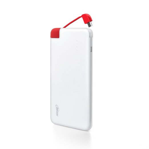 Power BankHAME 4000mAh T5 Portable 20A Power Bank Compact Mini External Battery with Smart Charger Technology for iPhone 6s Plus 5S 5C iPad Air 2 Mini 3 Samsung Galaxy S6 S5 S4 Note 4 3 HTC One M9 White and Red