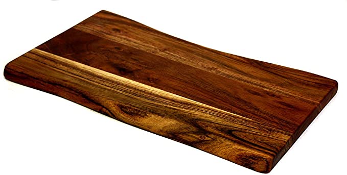 Mountain Woods Brown Mountain Woods Hand Crafted Live Edge Acacia Cutting Board/Serving Tray | Butcher Block | Wood Chopping Board | Carving Meat, Vegetables, Fruits - 15" x 9" x 0.75"
