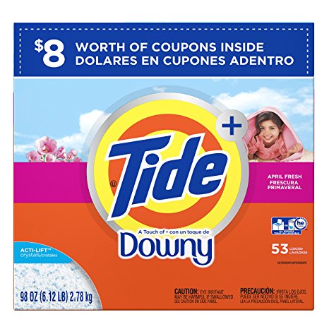 Tide With a Touch of Downy HE Turbo Powder Laundry Detergent, April Fresh Scent, 53 Loads, 98 oz