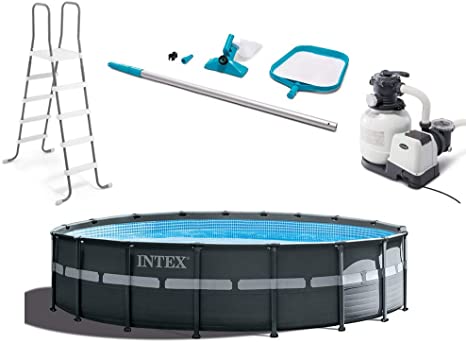 Intex 26329EH 18ft X 52in Ultra XTR Pool Set with Sand Filter Pump, Ladder, Pool Cover and Maintenance Cleaning