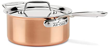 All-Clad Copper C4203 C4 3 Qt. Saucepan with Lid, Cookware