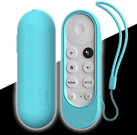 SIKAI Silicone Case for Chromecast with Google TV 2020 Voice Remote, Shockproof Protective Cover for 2020 Chromecast Voice Remote, Skin-Frienldy, Washable, Anti-Lost with Loop (Glow in Dark Blue)