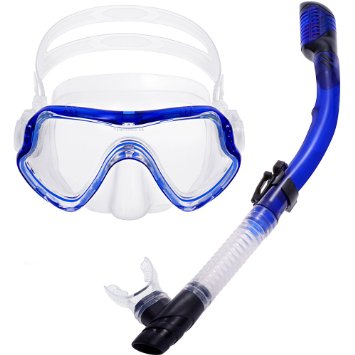 Zacro® Scuba Diving Snorkeling Free Diving Mask Snorkel Set& Clear Vision Under Water and Premium Quality