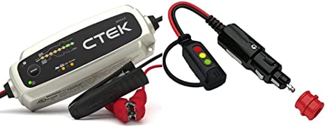 CTEK - 40-206 MXS 5.0 Fully Automatic 4.3 and Battery Charger and Maintainer 12V & (56-870) Comfort Indicator Cig Plug