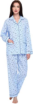 GLOBAL Womens Pajamas Set, 100% Cotton 2-Piece Drawstring Sleepwear