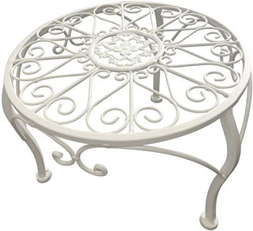 Furnius Metal Potted Plant Stand, Rustproof Iron Art Flower Pot Holder Rack，Flowerpot Holder Display Rack for Indoor, Outdoor House, Garden & Patio Tray Plant Stand,Style 6, 11 × 7.8 inches, White