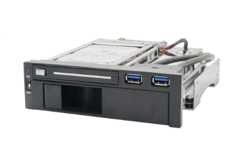 Syba 5.25" Bay Tray Less Mobile Rack for 3.5" and 2.5" SATA III HDD with Extra 2 Port USB 3.0 (SY-MRA55006)