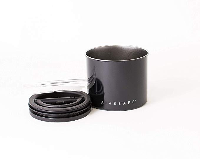 Airscape Coffee and Food Storage Canister, 32 oz - Patented Airtight Lid Preserves Food Freshness - Stainless Steel - Obsidian Black