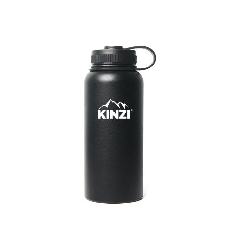 Kinzi Insulated Wide Mouth Stainless Steel Water Bottle 32 oz