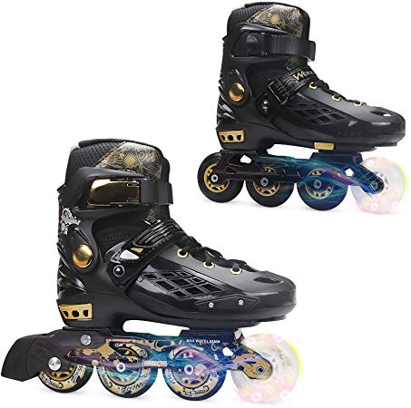 YF YOUFU Adjustable Inline Skates for Boys/Girls/Adult, Roller Skate/Blades with Triple Protection, Front Foot Shield, Hard PU Wheels, Patines with Light-up Wheel for Youth, Men, Women