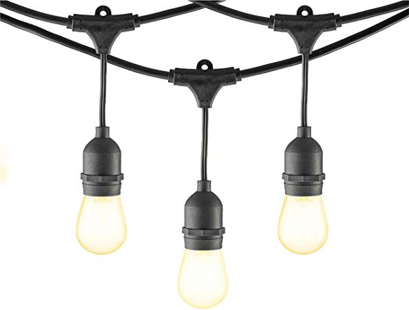 Mr Beams 2W S14 Bulb LED Weatherproof Outdoor String Lights, 24 feet, Black