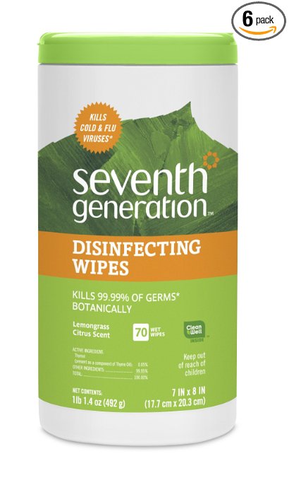 Seventh Generation Disinfecting Multi-Surface Wipes 70-count Tubs Pack of 6 Packaging May Vary