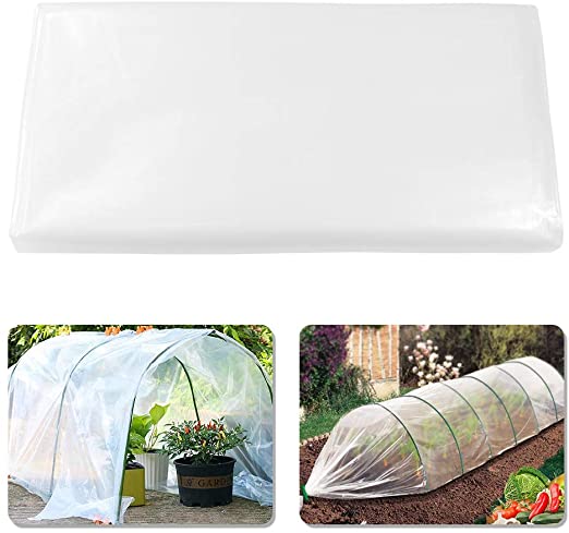 YBB 4.9 x 9.8 Feet Clear Plastic Greenhouse Film, 6 mil Thickness Premium Polyethylene Greenhouse Garden Plant Cover Sheeting, Supply 5 Years for Freeze Frost Protection UV Resistant