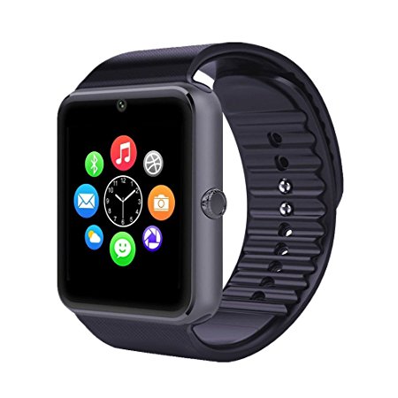 Evershop® Bluetooth Smart Watch with SIM Card Slot Smart Health Watch Independent Smartphone for Android IOS Smartwatch (Black)