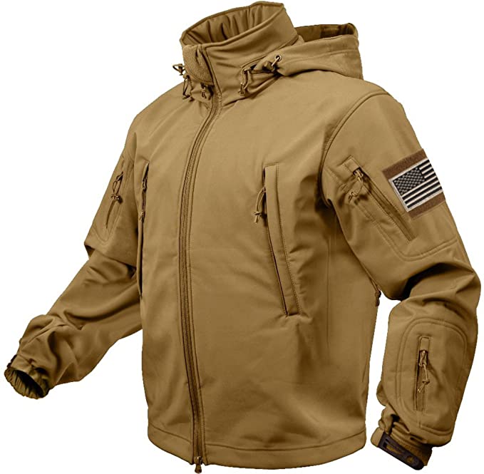 Rothco Special Ops Tactical Soft Shell Jacket with Patches Bundle - 3 Items