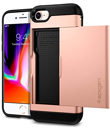 iPhone 8 Case, iPhone 7 Case, Spigen Slim Armor CS - Slim Dual Layer Wallet Design Card Slot Holder Case for Apple iPhone 7 (2016) / Apple iPhone 8 (2017) - Blush Gold