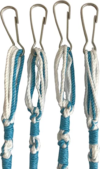 Holy Land Market Pants/Jeans Tzitzits (Set of Four) White with Blue Thread - Tassels with Hanging Hooks (with Longer Blue Messiah Thread) (Sky Blue)
