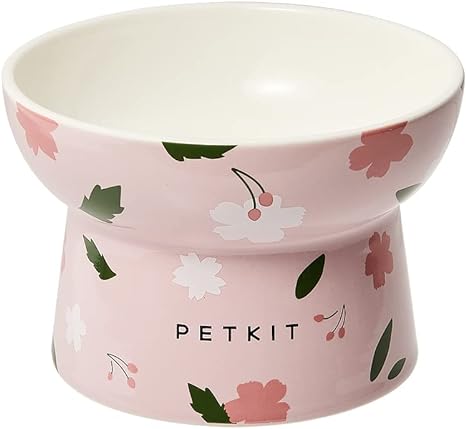 PETKIT Ceramic Raised Cat Bowls, Tilted Elevated Food Water Bowl, Stress Free, Backflow Prevention, Dishwasher and Microwave Safe, Lead & Cadmium Free