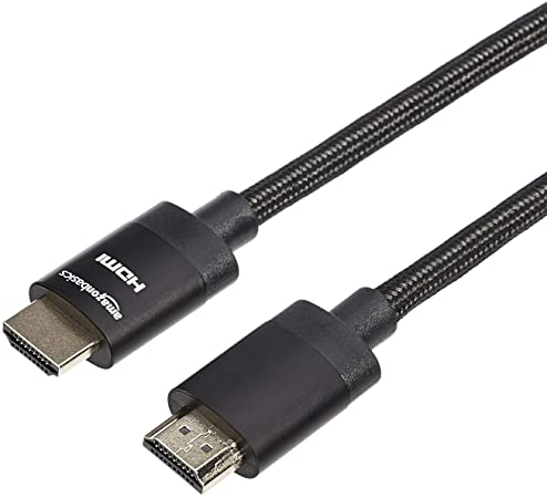 AmazonBasics Premium-Certified Braided HDMI Cable - Supports Ethernet, 3D, 4K HDR and ARC (4K@60Hz, 18Gbps) - 6 Foot