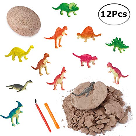 Dino Eggs Excavation Set of 12 Dinosaurs Fossil Dig Up Kit for Bday Party Favors Archaeology Science STEM Gift (Dinosaur Dig Kit)