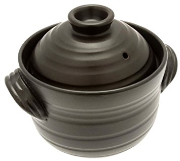 Kotobuki 190-804 Earthenware Rice Pot, Large, Matte Black