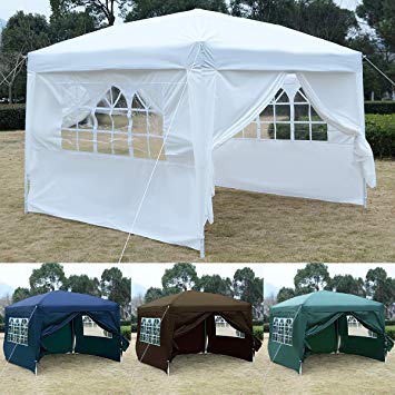 FDS 3 x 3M Pop Up Gazebo Outdoor Garden Party Tent Wedding Event Marquee (3*3M with Side Panel, White)